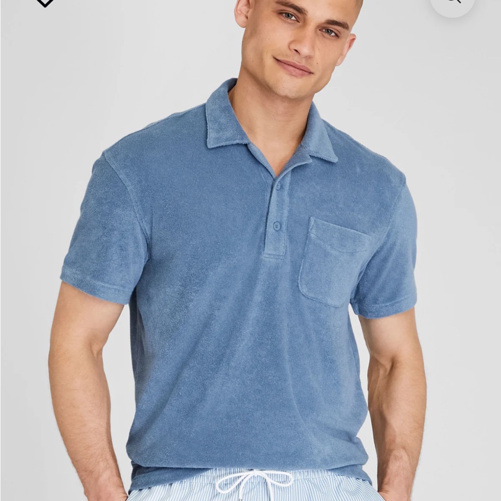 Club Monaco Blue Terry Polo Shirt